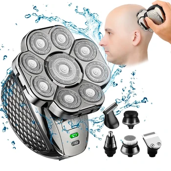 רב תכליתיים 9D Electic גילוח רוטרי מכונת גילוח חשמלית נטענת גוזם שיער האף עמיד למים קירח גוזם מכונת גילוח