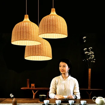 רטרו במבוק אורות תליון עגול קן הציפור הבית במבוק תליית מנורה מסעדה נברשות מזרח אסיה עיצוב חדר