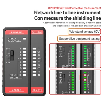 רשת הכבלים בודק HT812A UTP כבל LAN Finder RJ11 RJ45 2-in-1 מאסטר מרחוק להגדיר יישור מטר קו Tracker Detecter