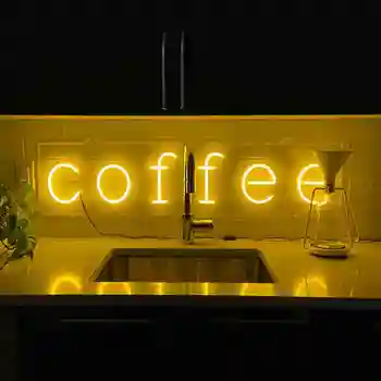 שלט ניאון קפה קפה תפאורה אורות ניאון על קפה משפחה בר קיר המטבח עיצוב המסעדה לשתות אזור ניאון קיר בעיצוב