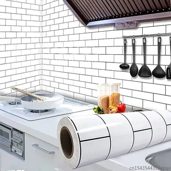 שמן עמיד המטבח טפט ויניל דבק עצמי טפט עמיד למים קיר מסמכי עיצוב הבית 3D מדבקות קיר המסמכים דה Parede