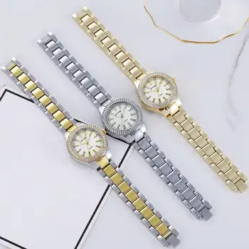 שעון יד נשים האופנה ריינסטון יוקרה לנשים שמלת שעון יד תכשיטים ואביזרים קוורץ שעון נשים שעון