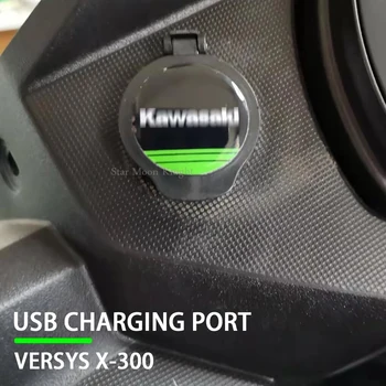 שקע מפצל 2 מטען USB כיסוי מטען לרכב עם אור Led Power Adapter אופנוע שקע הר עבור Kawasaki VERSYS X-300