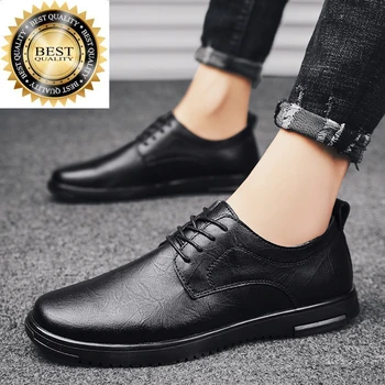 תחרה למעלה גברים נעלי אוקספורד עור אמיתי נעליים שחורה אופנה אמיתי Mens מוקסינים מעצב איטלקי דירות לגברים