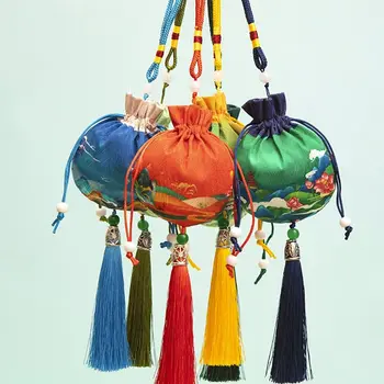 תיק טאסל פרח בד תלוי קישוט נשים תכשיטים תיק בסגנון סיני שקית אחסון הארנק כיס ריק שקית