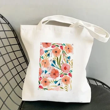תיקי בד פרח בד תיק דפוס פרחוני קניות נסיעות נשים אקולוגי לשימוש חוזר כתף קונה שקיות